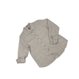 Chico’s no iron 100% linen roll tab button up top shirt size 0.5 S 6 tan striped